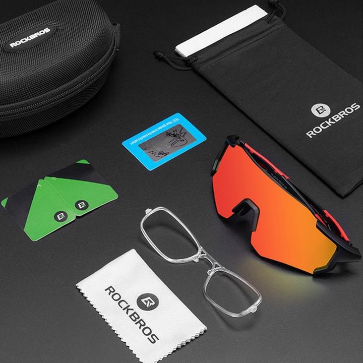 Actual product image Rockbros 10182 polarizing cycling glasses - red (Red)