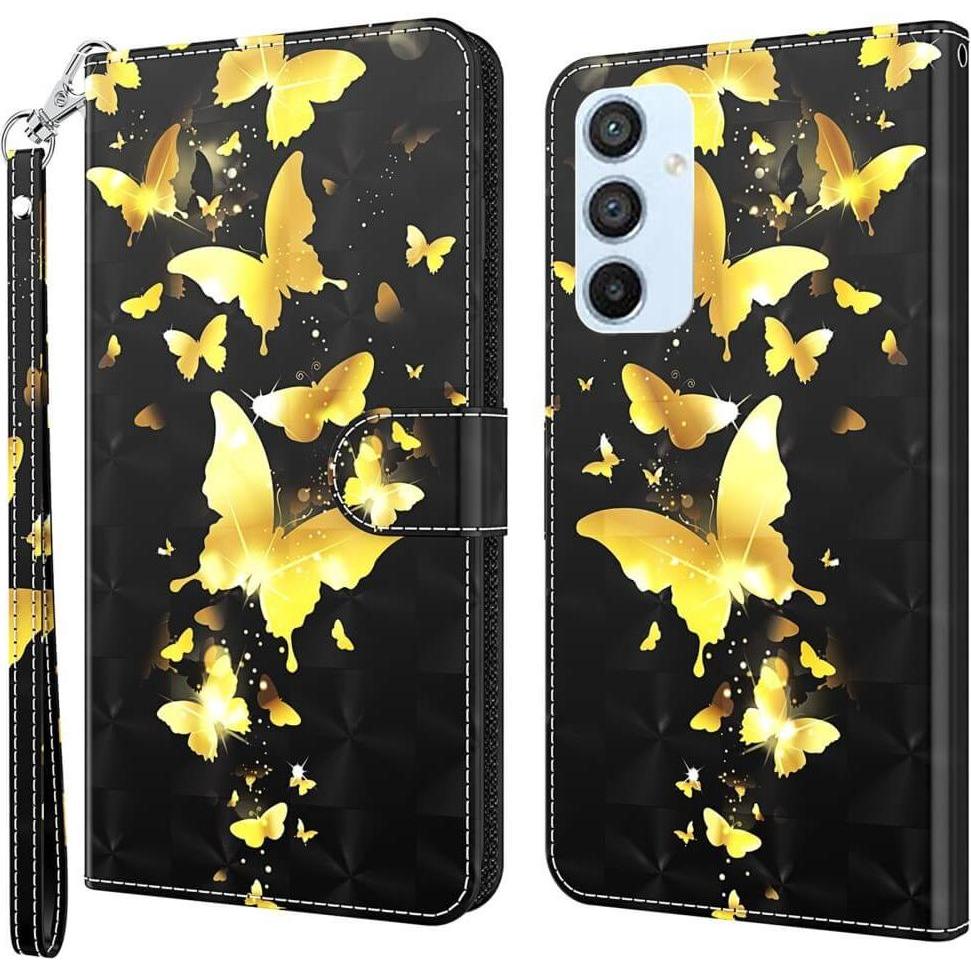 Cover-Discount Galaxy A54 - Etui Glitzer Effekt Schmetterling gold (Samsung Galaxy A54 5G), Smartphone Hülle, Gold