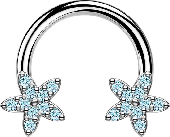 Produktbild Star Piercing Micro Circular Barbell silber Kristallstern aqua (Chirurgenstahl 316L, Messing)