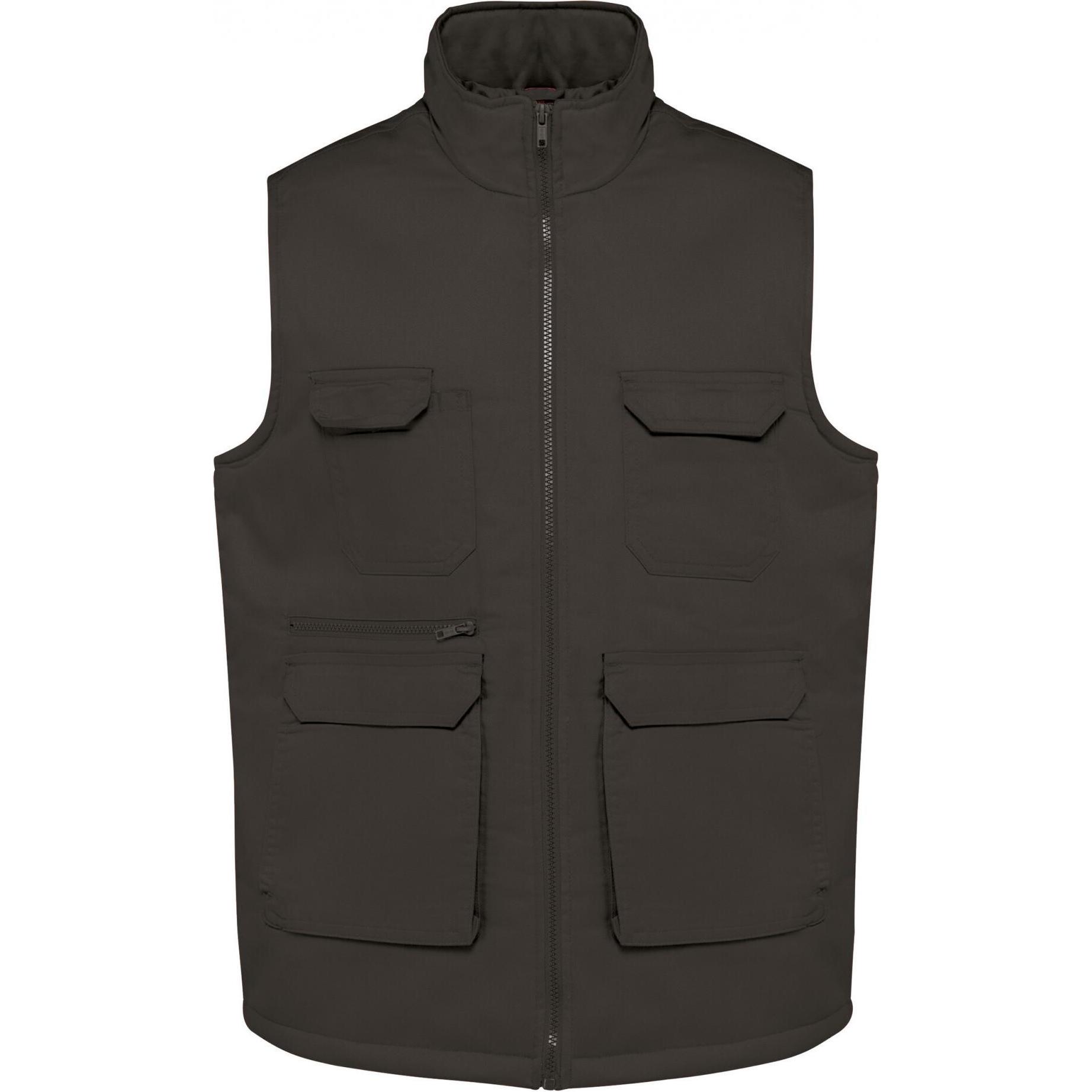 Kariban, Weste, Gepolsterte Polycotton-Multitaschen-Weste, Grau, (XL)