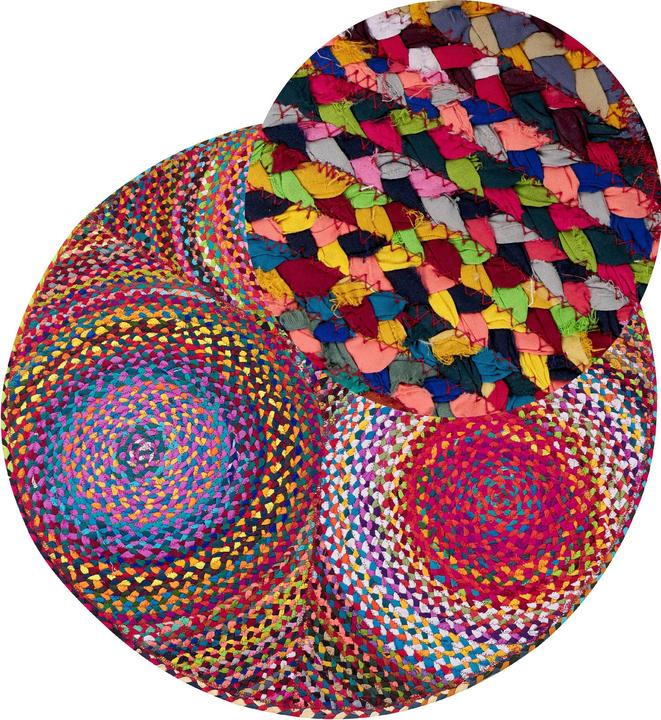 Beliani Teppich Baumwolle bunt ⌀ 140 cm geometrisches Muster Kurzflor LADIK (140 x 140 cm)