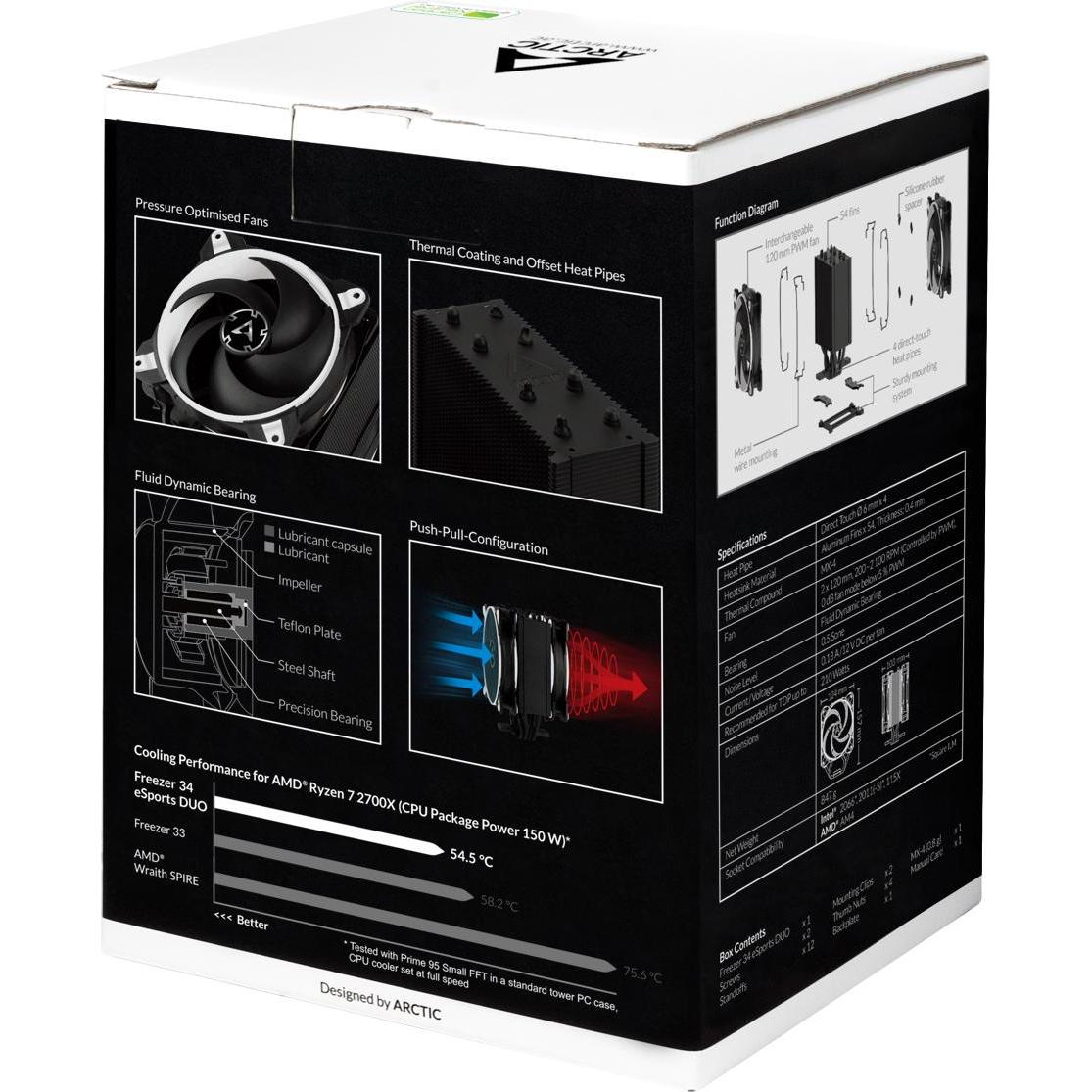 Thumbnail - Arctic Freezer 34 eSports Duo (157 mm), CPU Kühler, Weiss