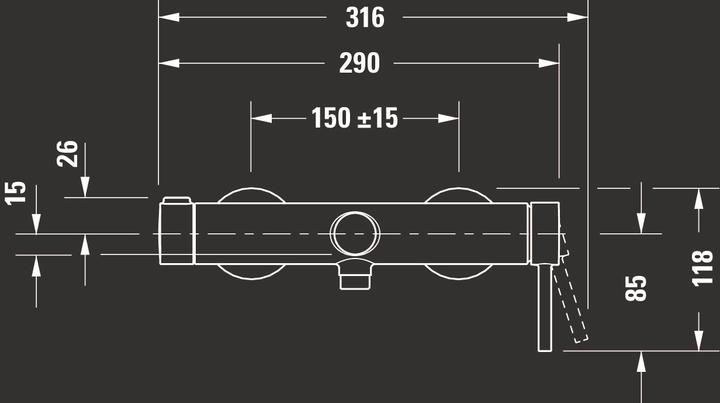 Actual product image Duravit Circle single lever bath mixer, projection 185 mm, exposed, chrome, CE5230000010