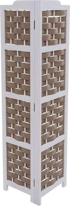 Image du produit Mendler Etagère d'angle HWC-K85, pliable 4 étagères, bois 110cm - blanc, tressage brun (110 x 28 x 28 cm)