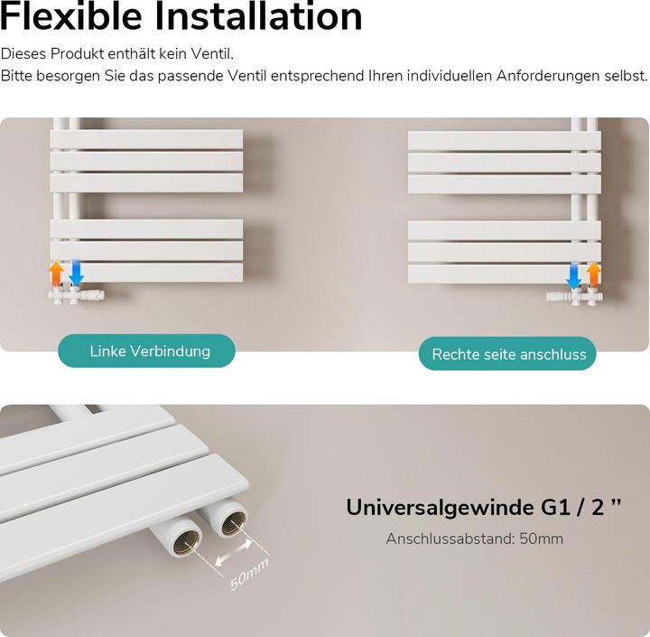 Produktbild Emke Badheizkörper Handtuchhalter Handtuchwärmer 160x60cm Weiss 958w (958 W)