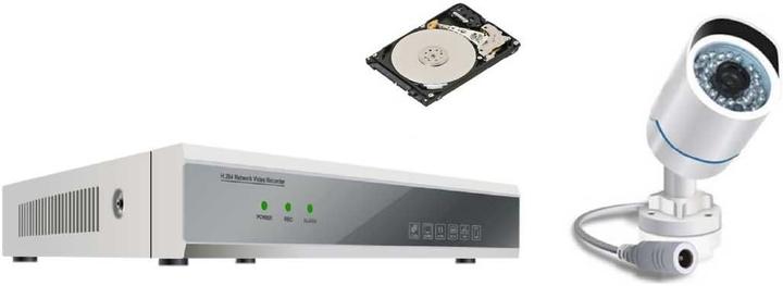 Produktbild Proxe Powerline-Kit mit 1 Kamera, 36 LED IR, IP66, P2P, 500 GB HDD