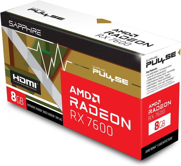 Produktbild Sapphire PULSE AMD Radeon RX 7600 (8 GB, GDDR6)