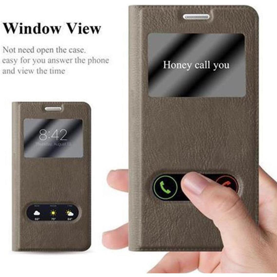 Thumbnail - Cadorabo Book mit View Doppelfenster Cover (Samsung Galaxy A3 (2016)), Smartphone Hülle, Braun