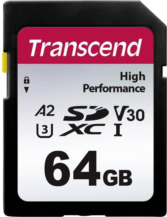 Actual product image Transcend SDXC 330S 64GB Class 10 UHS-I U3 A2 (64 GB, SDXC, U3, UHS-I)