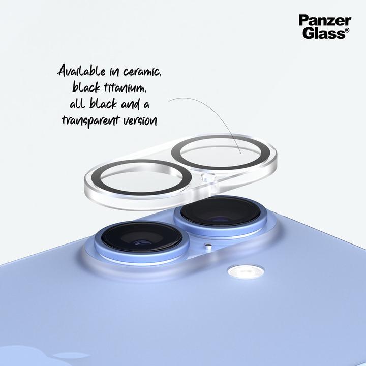 Actual product image PanzerGlass Hoops Transparent Lens Protector iPhone '24 6.1"/ 6.7" (1 pcs., Apple iPhone 16, Apple iPhone 16 Plus)