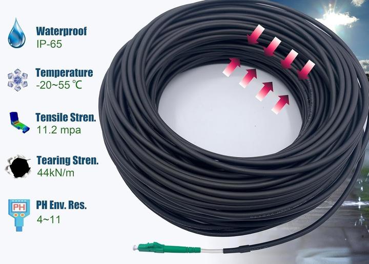 Image du produit Elfcam Cavo in Fibra Ottica Esterno LC/APC a LC/APC OS2 Simplex Monomodale (100 m)