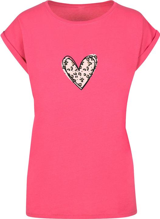 Produktbild Merchcode Ladies Valentines Day - Leopard Heart Extended Shoulder Tee - 117969 (S)