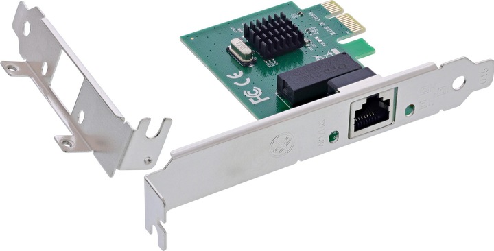 Actual product image InLine Gigabit network card, 1x RJ45 1Gb/s, PCIe x1, incl. low profile slot bracket (PCIe)