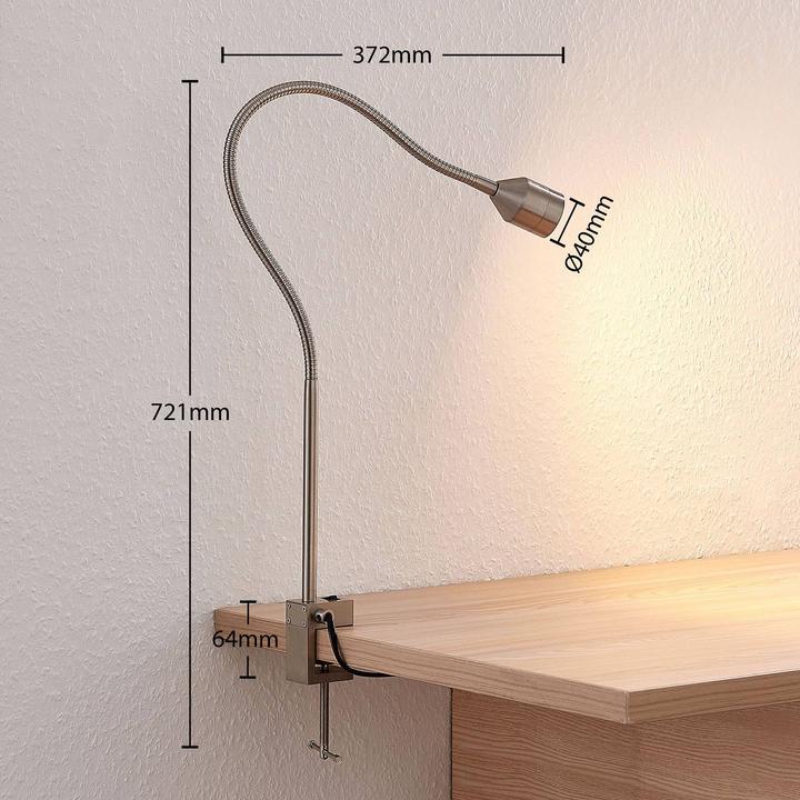 Produktbild Lindby Hanilo LED Klemmleuchte Nickel (310 lm)