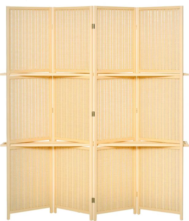 Image du produit Homcom Paravent Bambus, Kiefernholz Naturholz