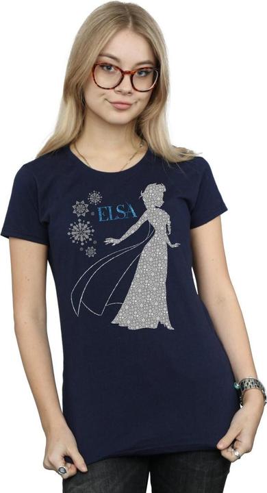 Actual product image Disney Womens/Ladies Frozen Elsa Christmas Silhouette Cotton T-Shirt (L)