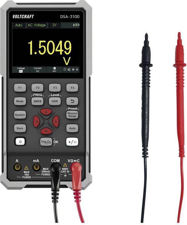 Actual product image Voltcraft DSA-3100 Hand-Oszilloskop 100 MHz 2-Kanal 500 MSa/s 8 kpts 8 Bit Hand (CAT II)