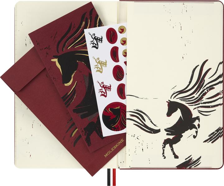 Image du produit Moleskine NB Jahr Pferd-LG lin Holzsc. (A5, À rayures)