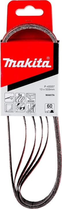 Immagine prodotto Makita Nastro abrasivo 13 x 533 mm K60 5 pezzi (60)