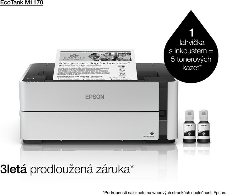 Produktbild Epson EcoTank M1170 - 1200 x 2400 DPI - 1 - A4 - 39 Seiten pro Minute - Doppeltdruck - (Tintentank, Schwarz-Weiss)