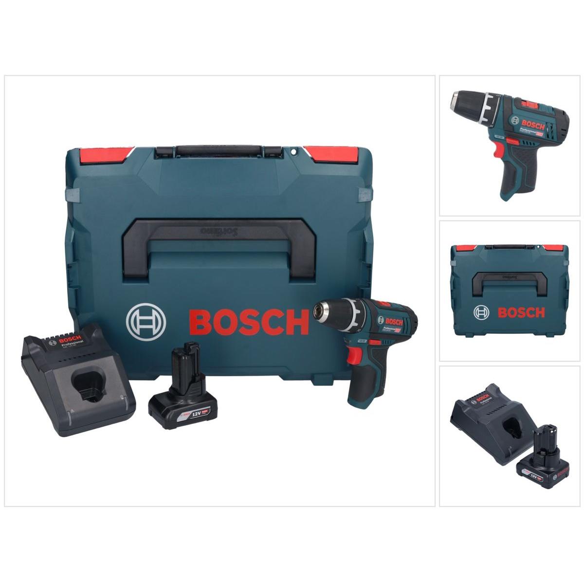 Bosch Professional, Bohrmaschine + Akkuschrauber, Bosch GSR 12V-15 Professional Akku Bohrschrauber 12V 30 Nm + 1x Akku 6...