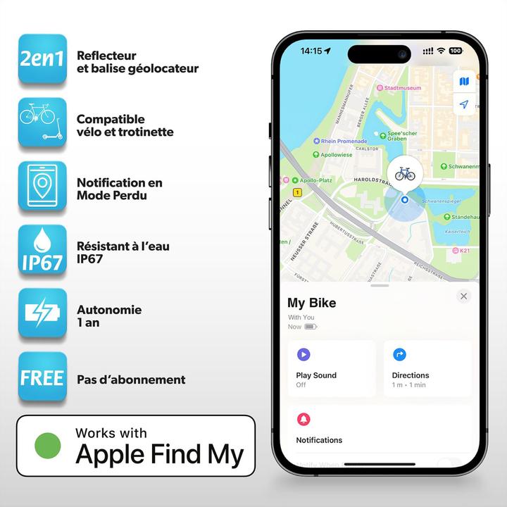 Actual product image T'nB Smart Finder for bikes and e-scooters