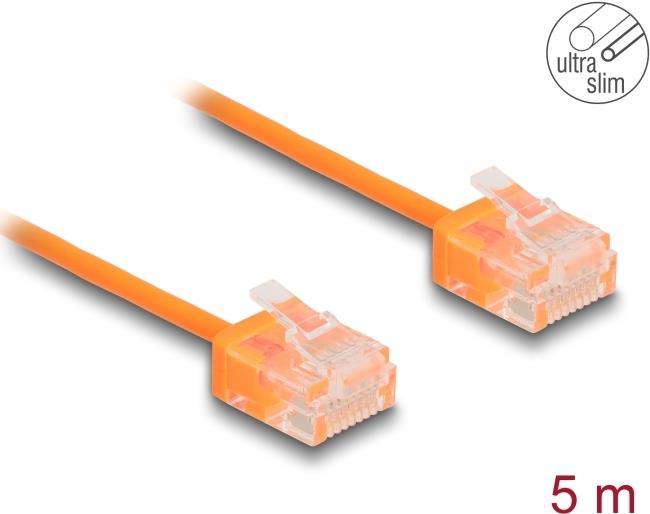 Actual product image Delock RJ45 network cable Cat.6 UTP Ultra Slim 5 m orange wi (U/UTP, CAT6, 5 m)