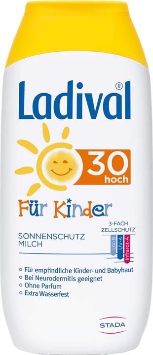 Actual product image Stada Ladival Children's Sun Milk SPF30, 200 ml MIL (Suntan lotion, SPF 30, 200 ml)