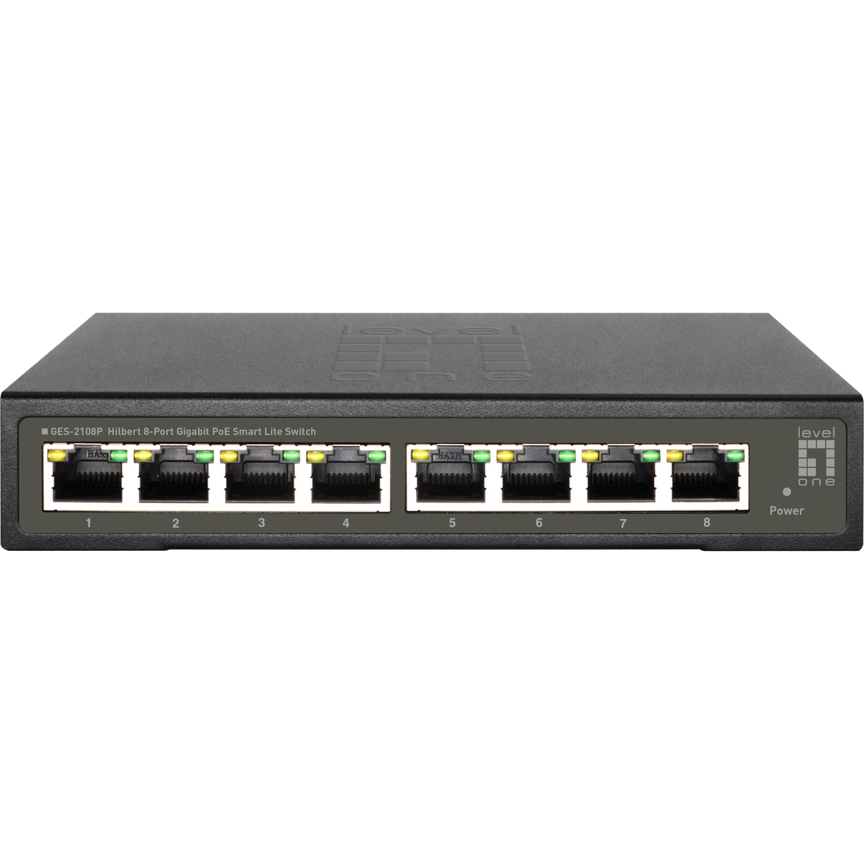 LevelOne Switch 8x GE GES-2108P 8xPoE+ (8 Ports), Netzwerk Switch, Schwarz
