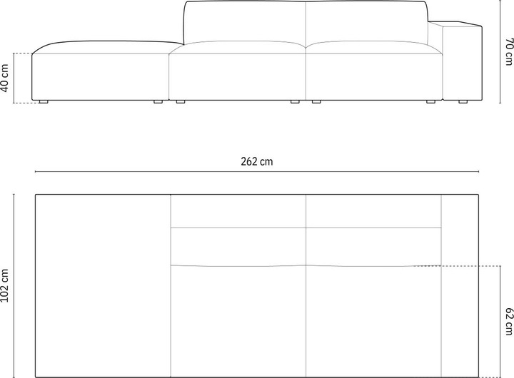 Actual product image Micadoni Left Velvet Sofa, "Jodie", 3 Seats, 262x102x70Made in Europe (4-seater, 2 person sofa, 3-seater)