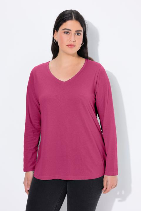 Produktbild Ulla Popken Shirt, Slim, V-Ausschnitt, Langarm (42, 44)