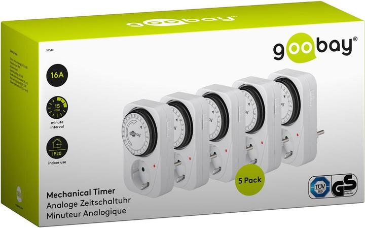 Actual product image Goobay Analog timer, 5 pieces, White