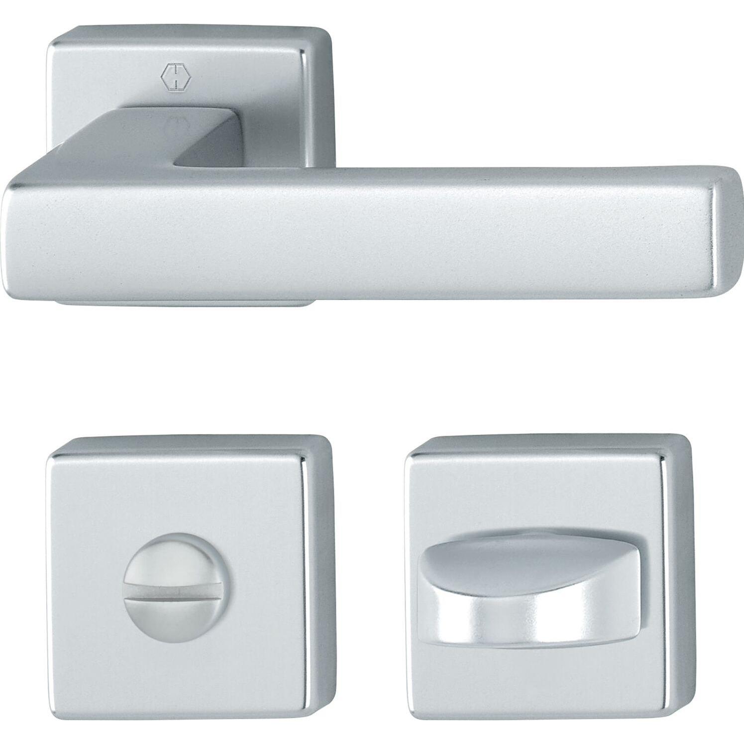 Hoppe, Türgriff + Fenstergriff, Drückergarnitur AUSTIN - auf Rosette WC, Aluminium silber eloxiert (Türgarnitur)