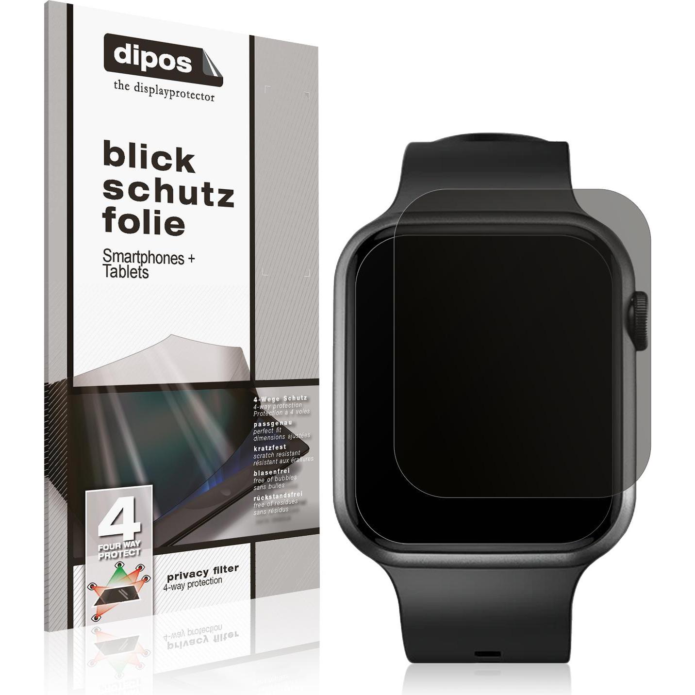 Dipos Blickschutzfolie 4-Way Privacy, Smartwatch Schutzfolie, Transparent