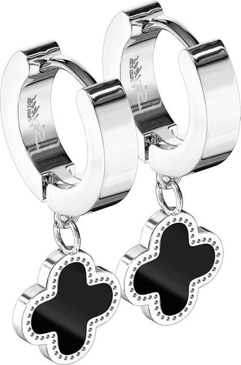 Produktbild Star Piercing Ohrring zum Klappen silber Anhänger Kleeblatt (ohne Messing, Chirurgenstahl 316L)