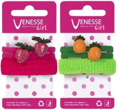 Venesse Elastische Haarbänder für Mädchen Mikrofaserschwamm mit Fruchtdesign 3 Stück