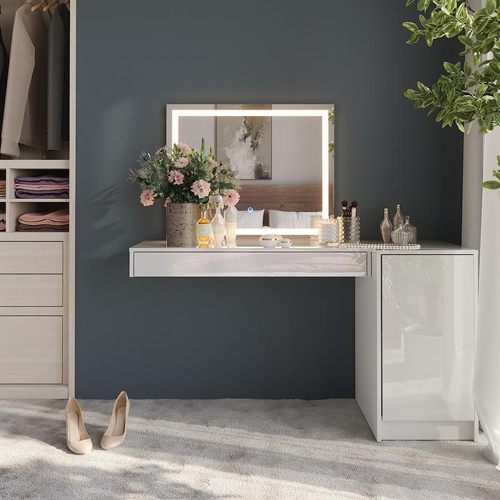 Produktbild Vicco Schminktisch Sherry, Weiss, 100 cm 3 Teile (100 x 40.10 x 76 cm)
