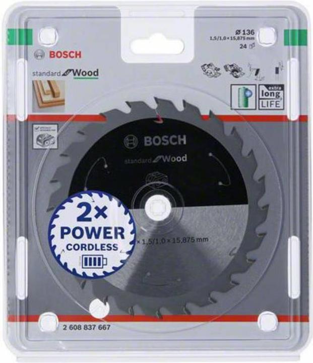 Produktbild Bosch Professional Zubehör PRO Wood cordless Kreissägeblatt, 136 x 1,5 x 15.875 mm