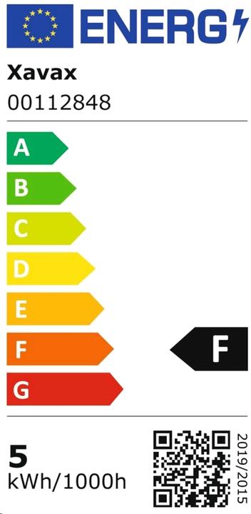 Label énergétique Xavax Lampe à goutte (E27, 4.50 W, 470 lm, 1 x, F)