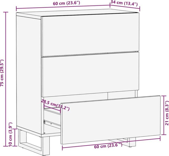 Produktbild vidaXL Haigerloch (34 x 60 x 75 cm)