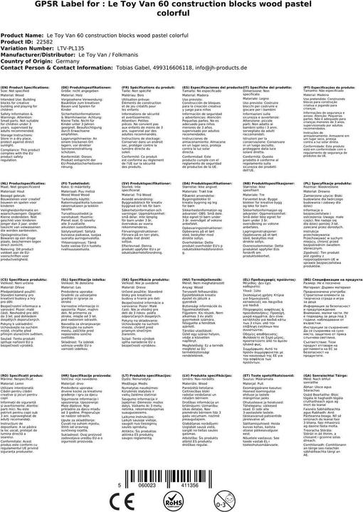 Produktbild Le Toy Van Bauklötze (60 Stück) & Baumwolltasche