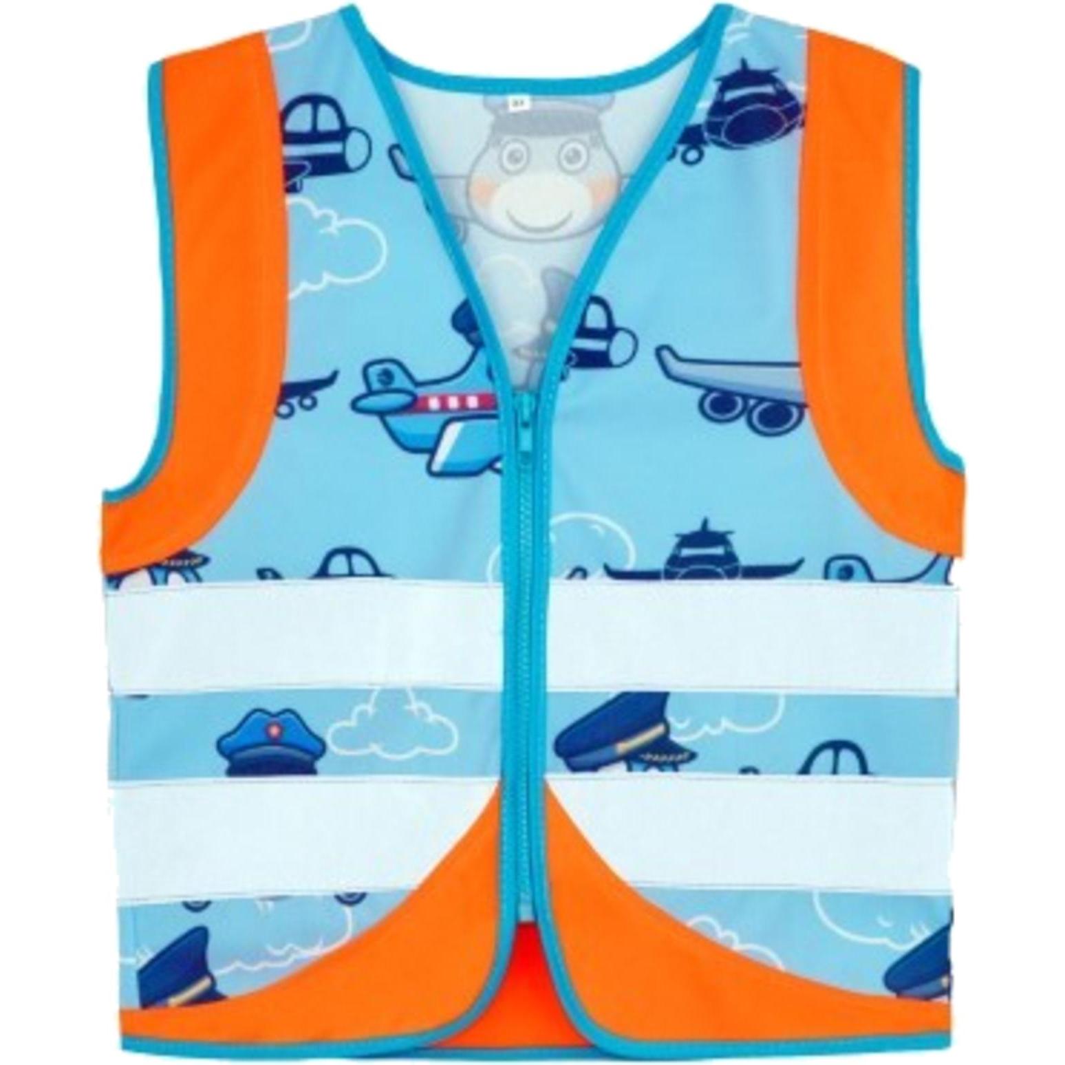 Korntex Kinder Warnweste Vehicle Fun Orange/Flugzeug CO2 Neutral XS EN 17353 ACTVEHPLA (XS) (ACTVEHPLAORXS)