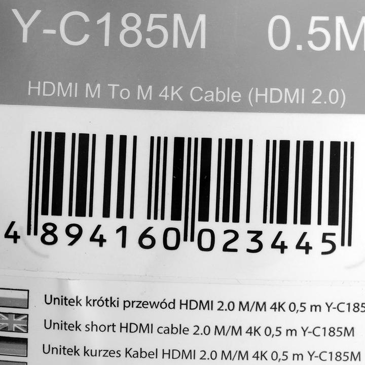 Actual product image Unitek CABLE HDMI 2.0 M/M 4K 60HZ 0 5M Y-C185M (0.50 m)