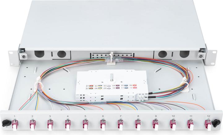 Actual product image Digitus Extendable fiber optic - splice box 1U Equipped 12xLC duplex incl. M 25 screw splice cassette F...