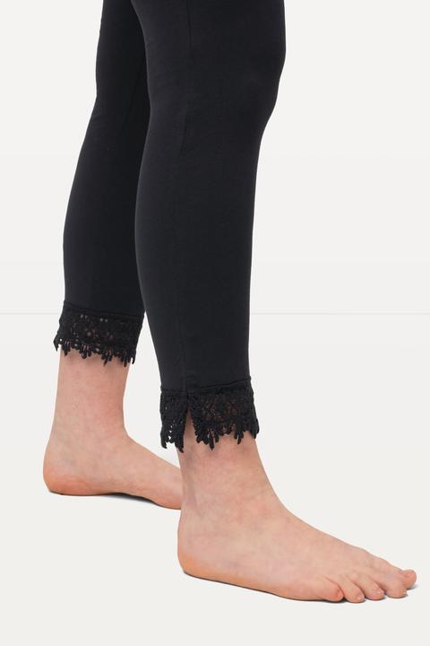 Immagine prodotto Ulla Popken Leggings a 7/8 in cotone biologico con orli di pizzo (50, 52)
