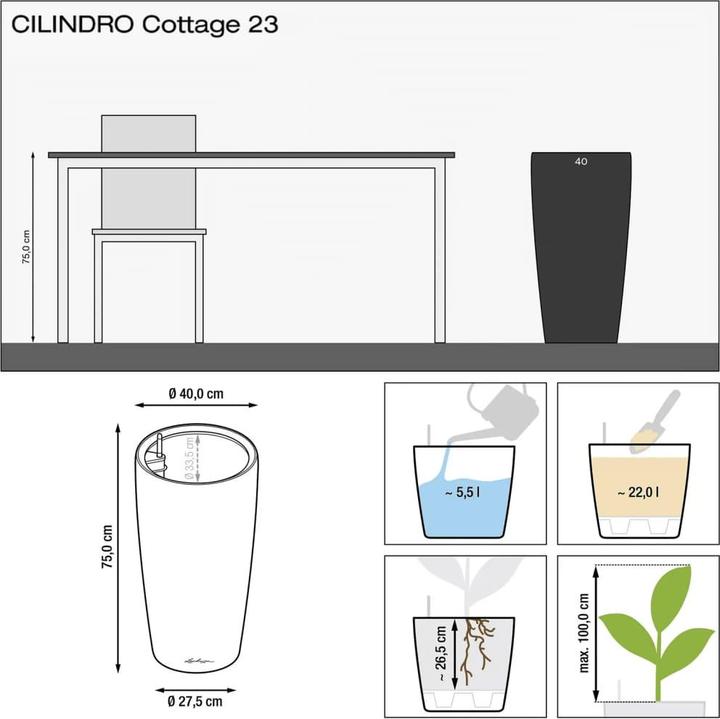 Produktbild Lechuza CILINDRO Cottage 23 (23 x 41 cm)