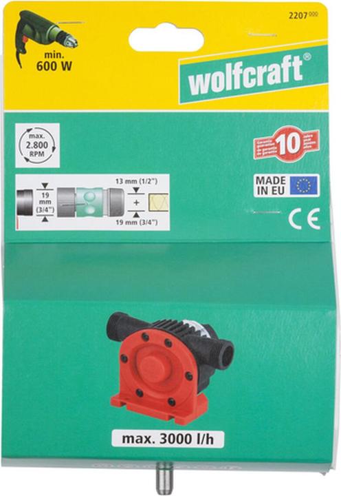 Productafbeelding wolfcraft 1 pomp kunststof behuizing 3000 l/h S=8mm (Boorpomp)