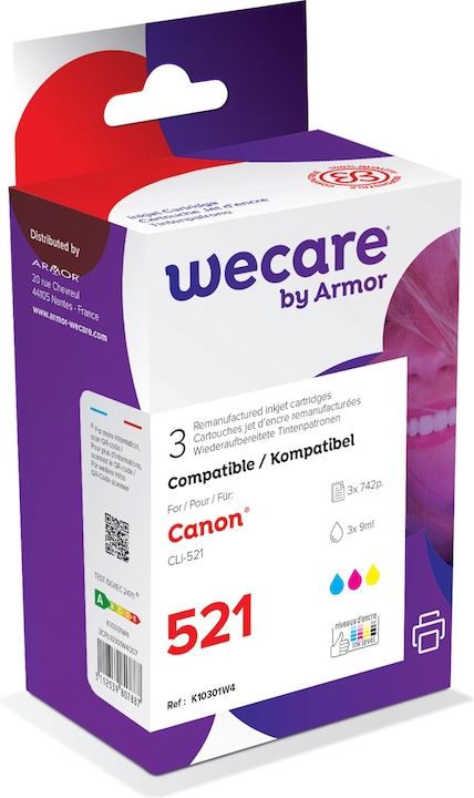 Produktbild Wecare Multipack rebuilt CMY CLI-521PA zu Canon PIXMA MP 980 3x9ml (M, C, Y)