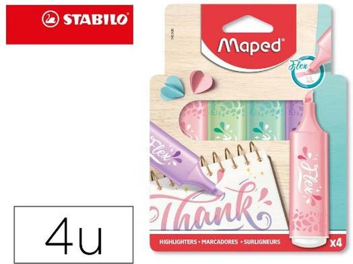 Produktbild Maped Textmarker FLEX PASTELL, farbig sortiert, Schachtel 4St (4x)