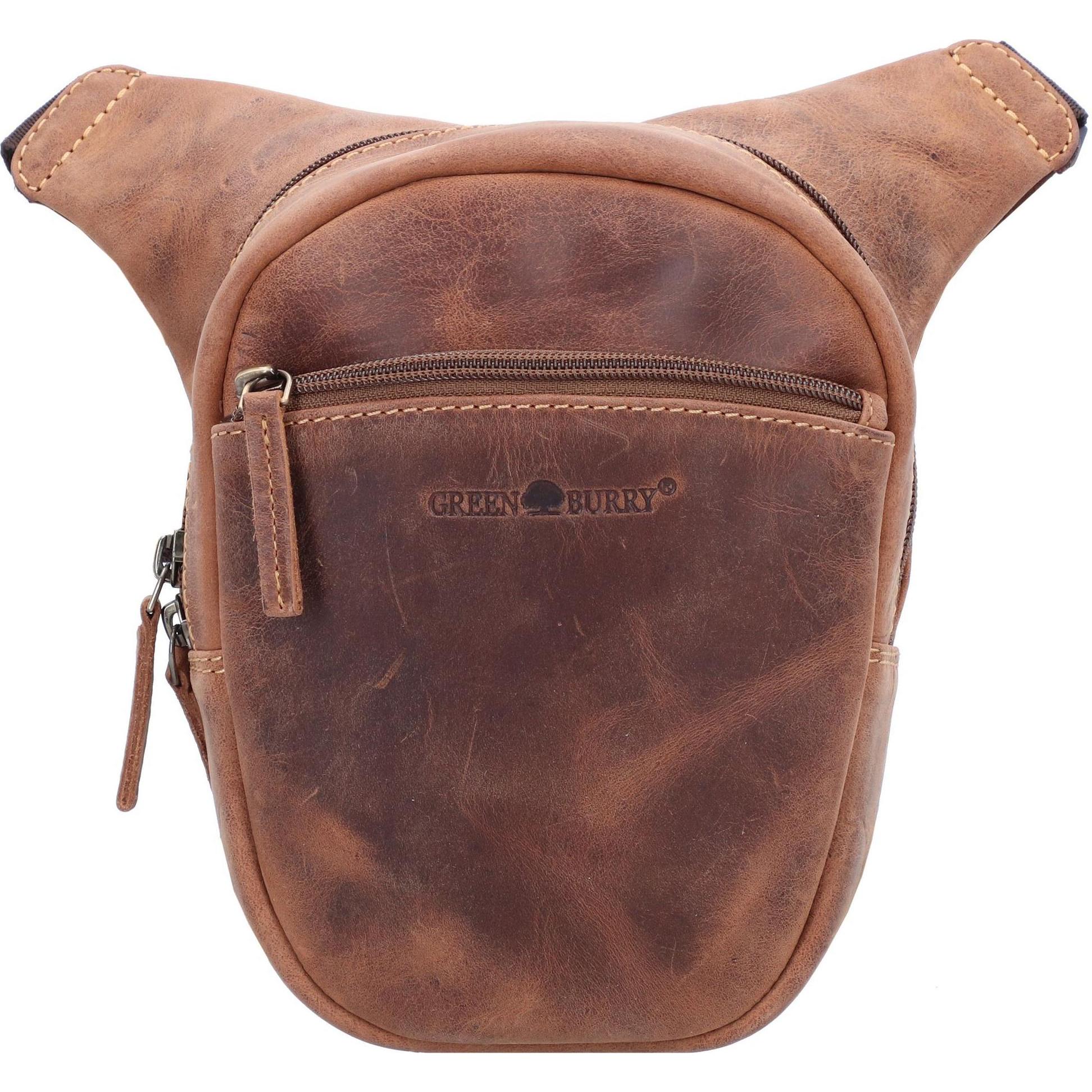 Greenburry, Bauchtasche, Vintage Biker Gürteltasche Leder 20 cm, Braun
